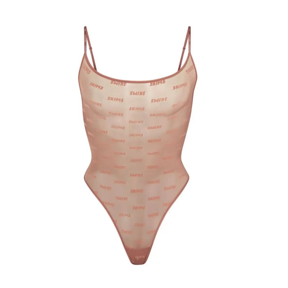SKIMS After‎ Hours Cami Bodysuit Orchid Monogram Sheer Mesh 4X BS-BCM-1517